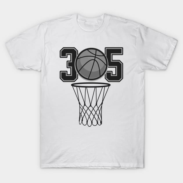 305 Miami Basketball Hoops T-Shirt by Spark of Geniuz